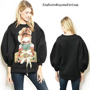 Scuba Ponte Balloon Sleeve Oversized Sweater